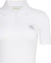 Calvin Klein A - WOVEN LABEL 2X2 RIB POLO Beyaz Kadın Polo T-Shirt