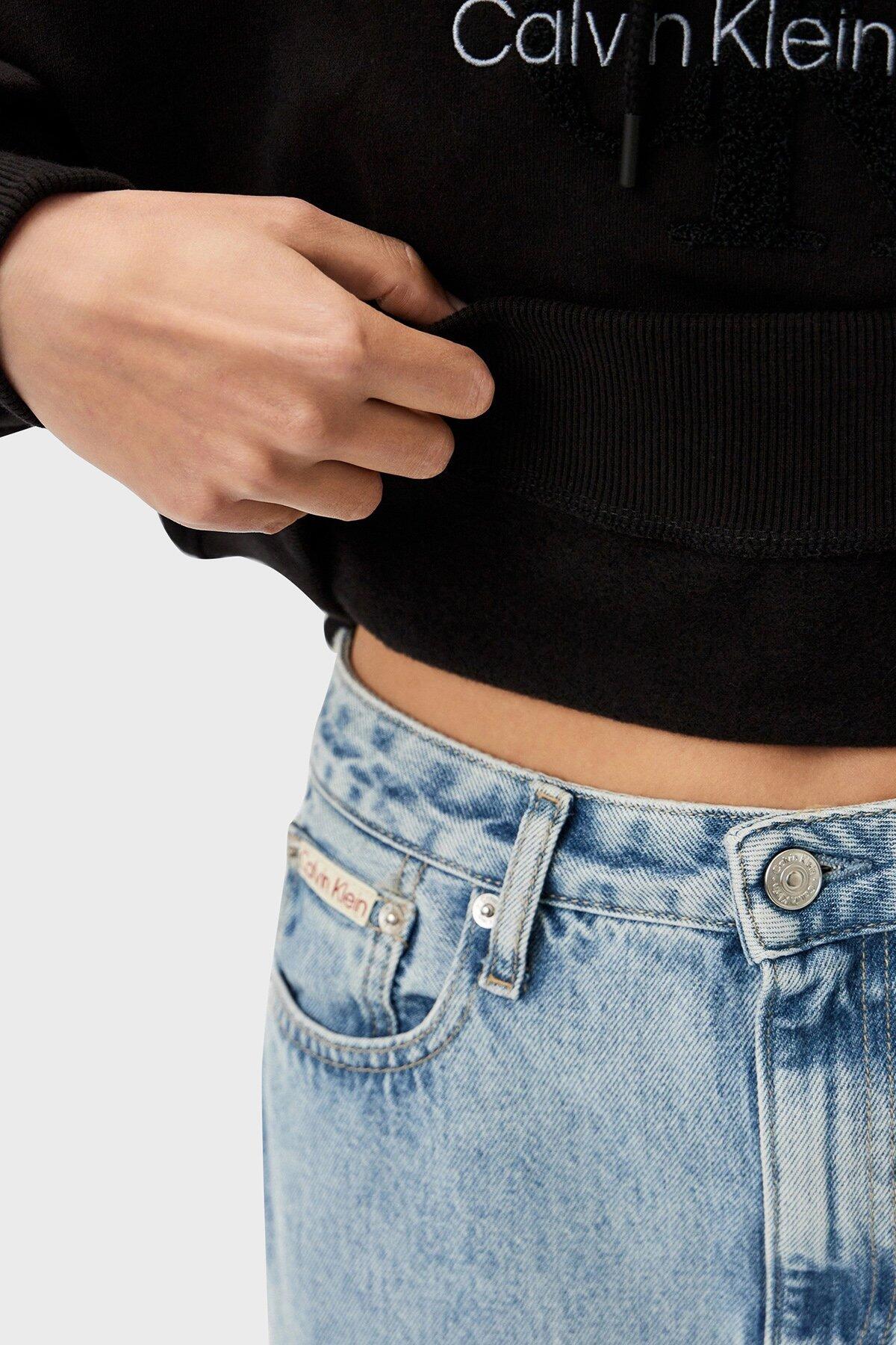 Calvin Klein CHENILLE MONOLOGO HO, BEH Kadın Siyah Sweatshirt