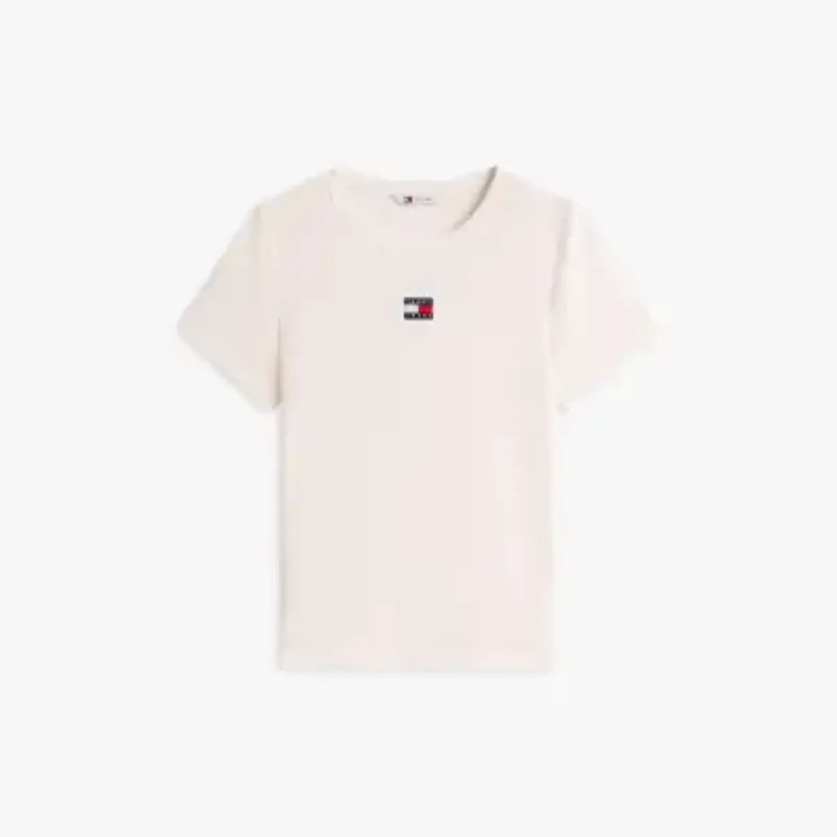 Tommy Hilfiger TJW SLIM BADGE RIB T, YBL Beyaz Kadın T-Shirt & Polo