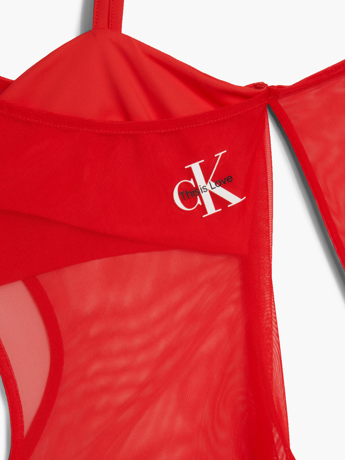 Calvin Klein MESH LAYERED BODYCON Kadın Kırmızı Elbise
