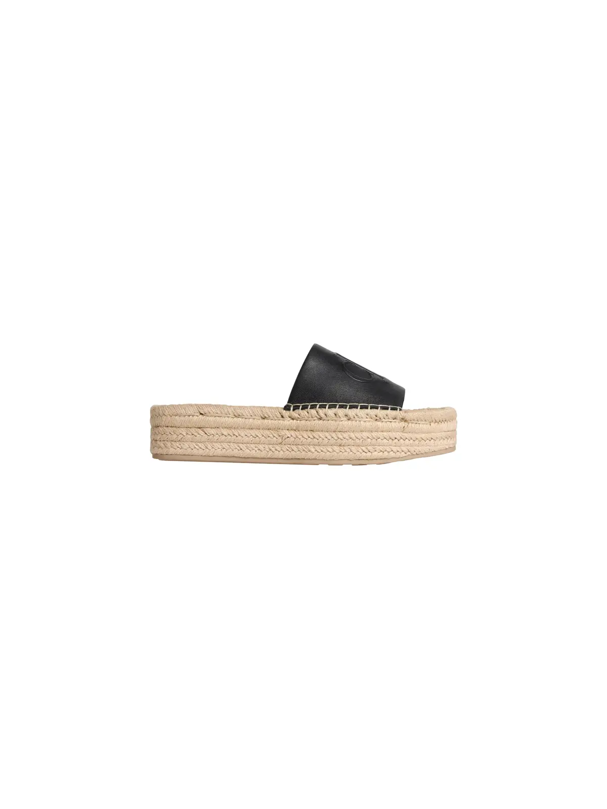 Calvin Klein FLATF ESPA MULE LTH Siyah Kadın Espadril Platform Deri Terlik