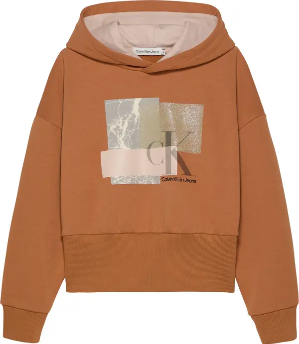 Calvin Klein LAYERED MONOGRAM HOO Kadın Turuncu Hoodie