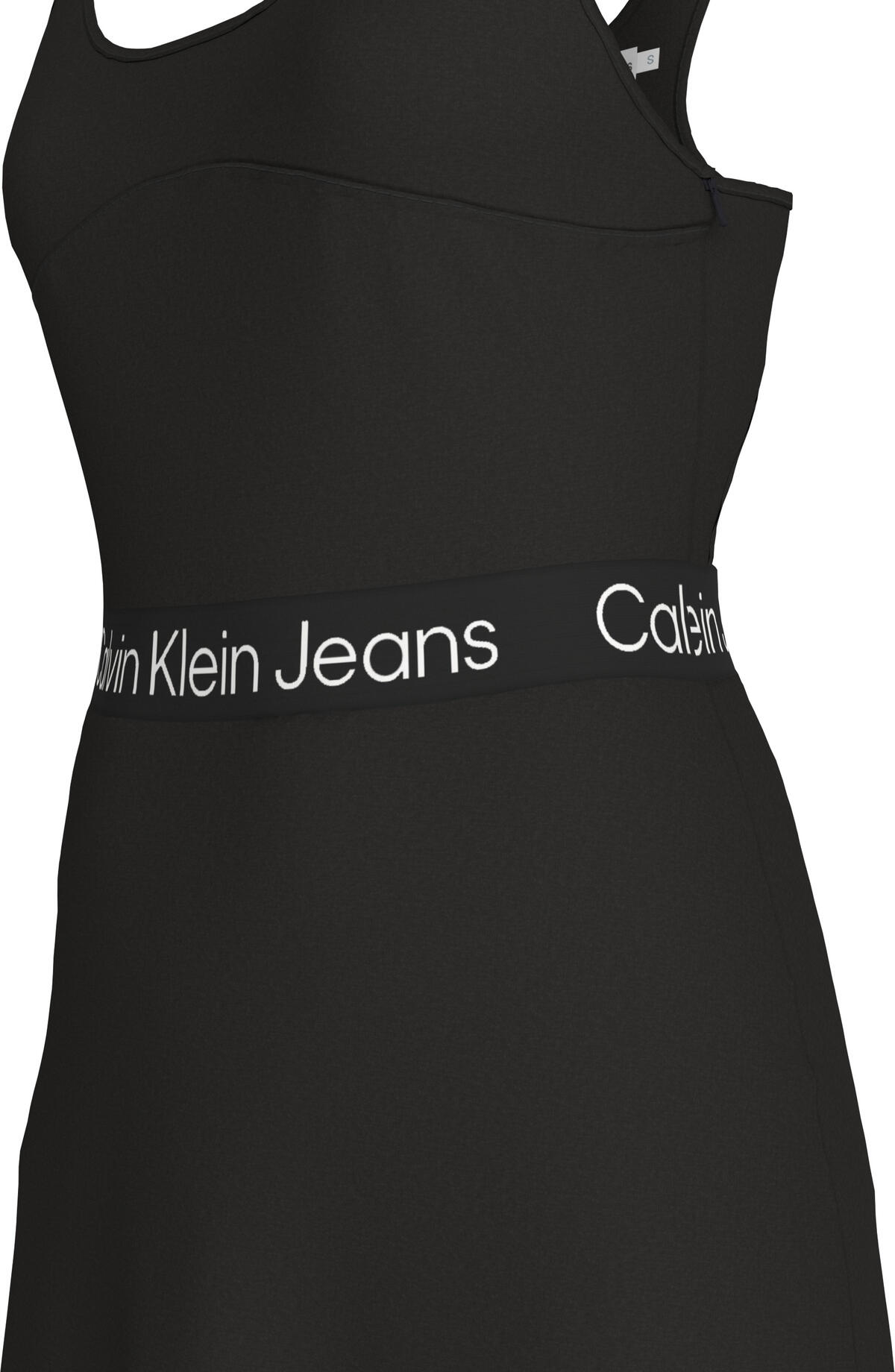 Calvin Klein RACERBACK LOGO ELAST Kadın Siyah Elbise