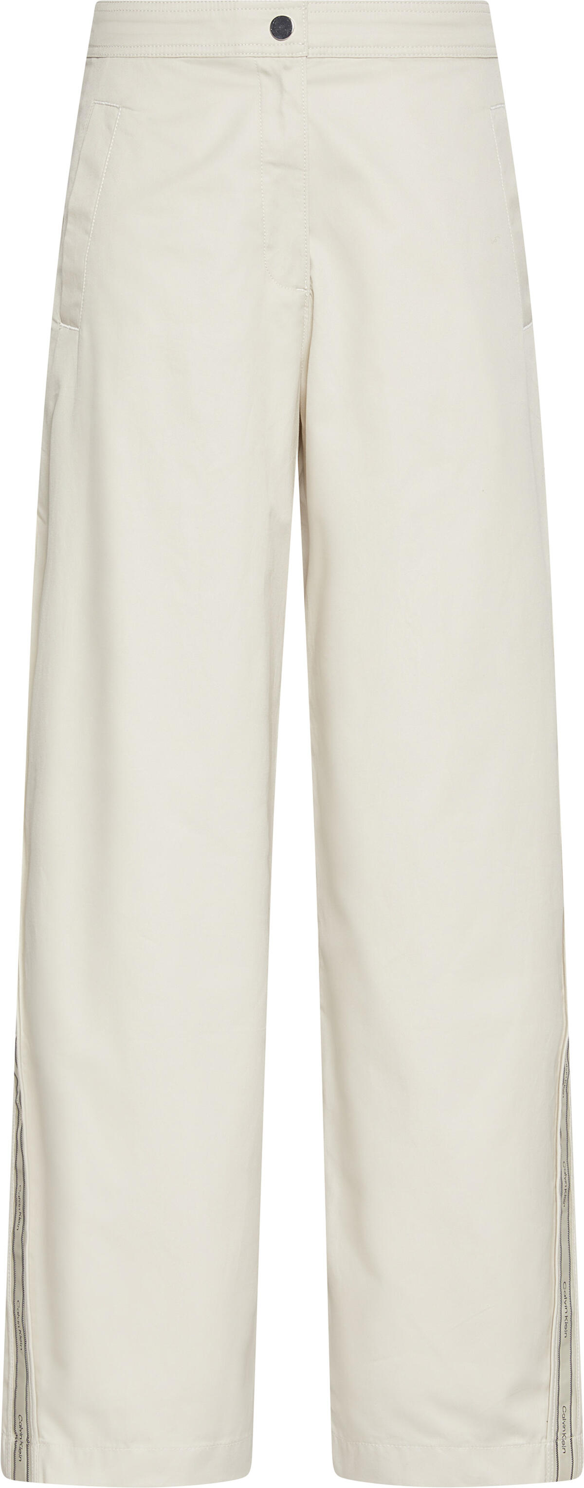 Calvin Klein COTTON TWILL AOP LOGO STRIPE PAN Beyaz Kadın Pantolon