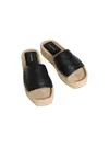 Calvin Klein FLATF ESPA MULE LTH Siyah Kadın Espadril Platform Deri Terlik