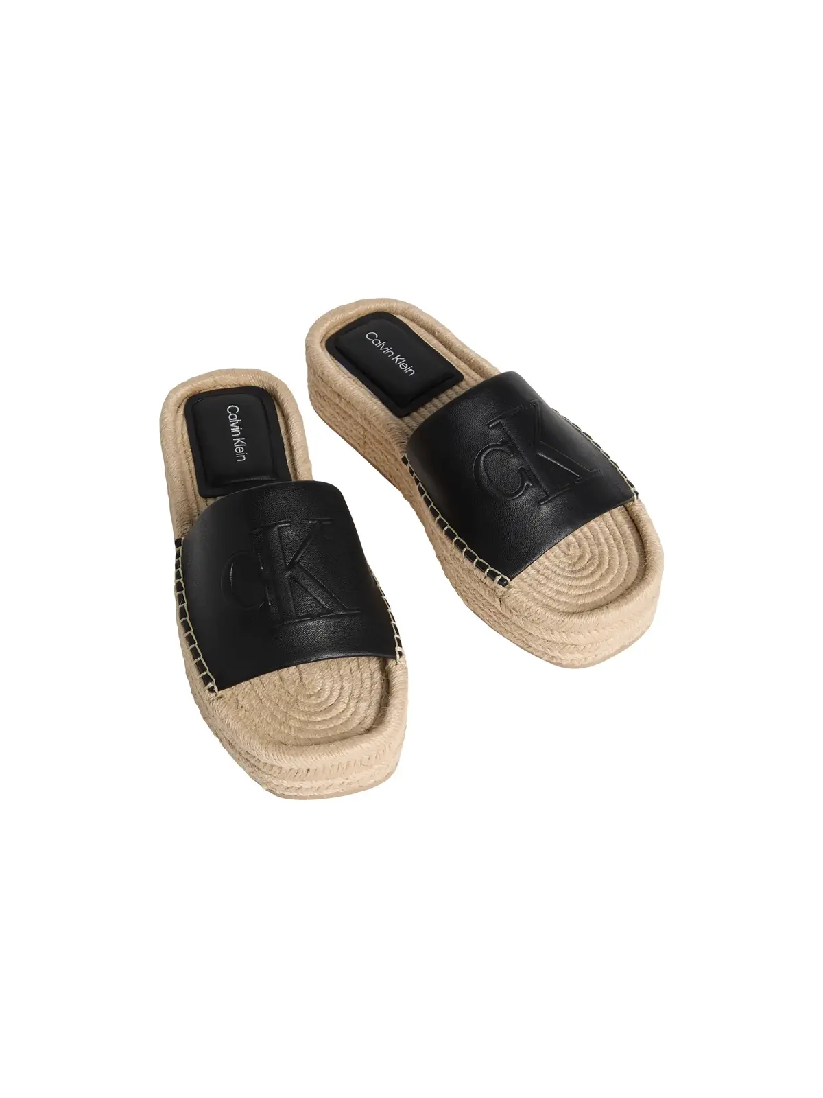 Calvin Klein FLATF ESPA MULE LTH Siyah Kadın Espadril Platform Deri Terlik