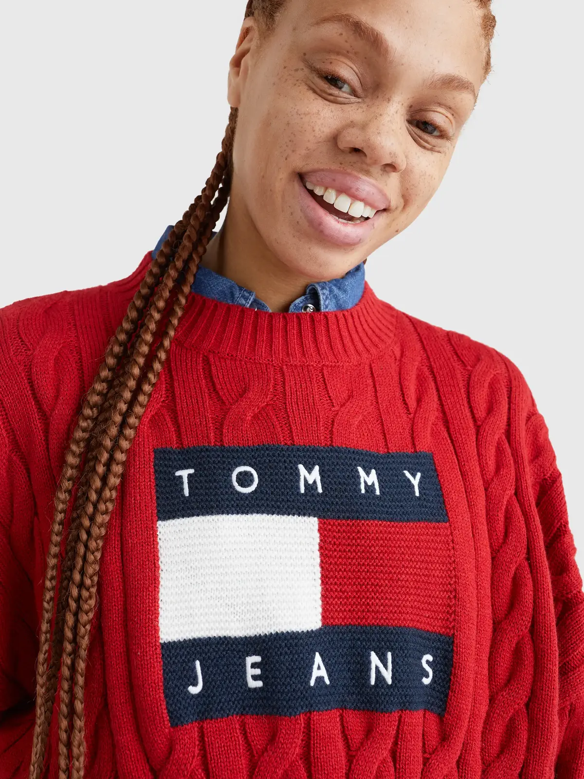 Tommy Hilfiger TJW BXY CENTER FLAG Kadın Kırmızı Kazak