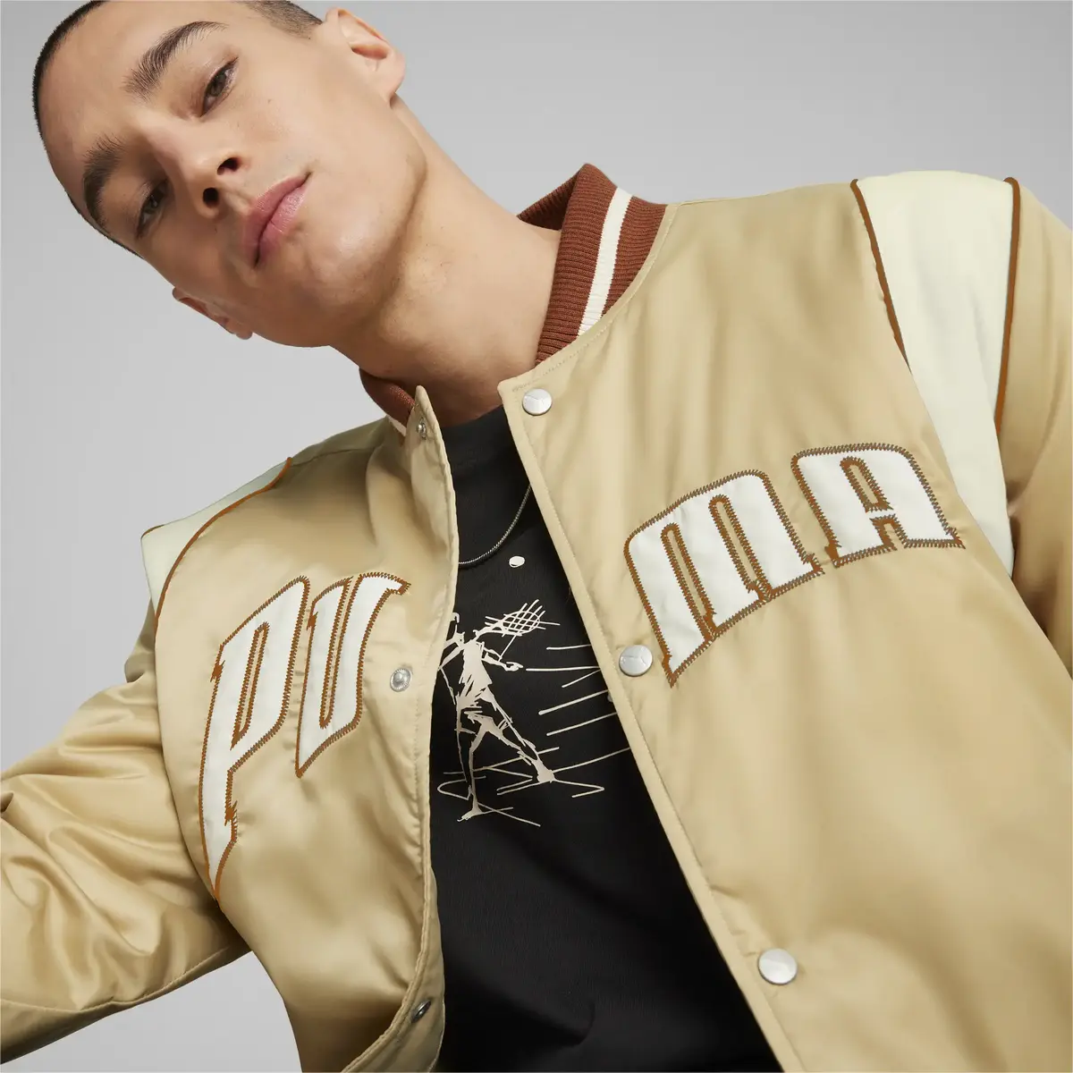 Puma TEAM FOR THE FANBASE Varsity Jacket Açık Kahve Erkek Sweatshirt