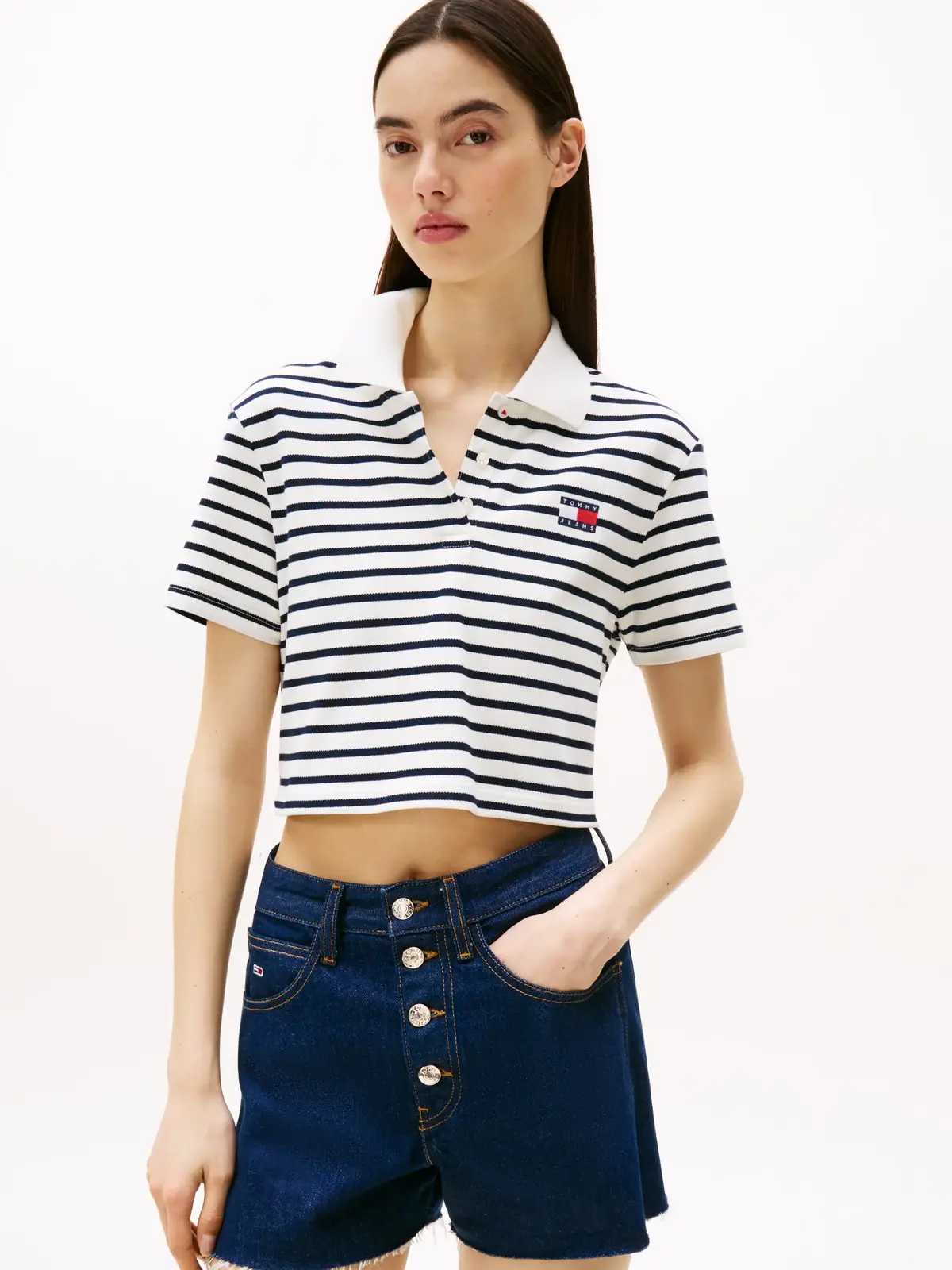 Tommy Hilfiger TJW CRP BADGE SS POL, 0FC Beyaz Kadın T-Shirt & Polo