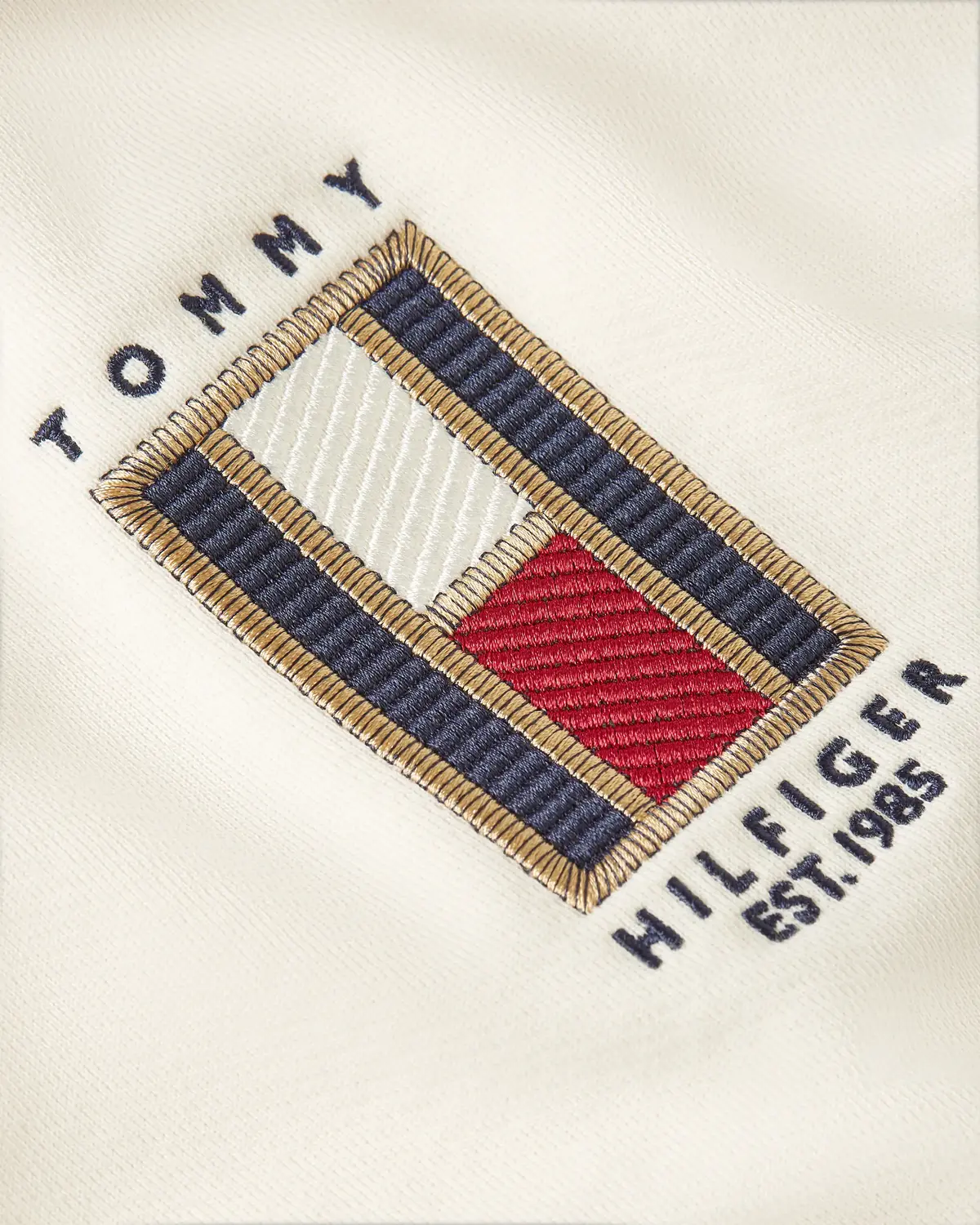 Tommy Hilfiger VERTICAL FLAG HOODY Erkek Krem  Sweatshirt