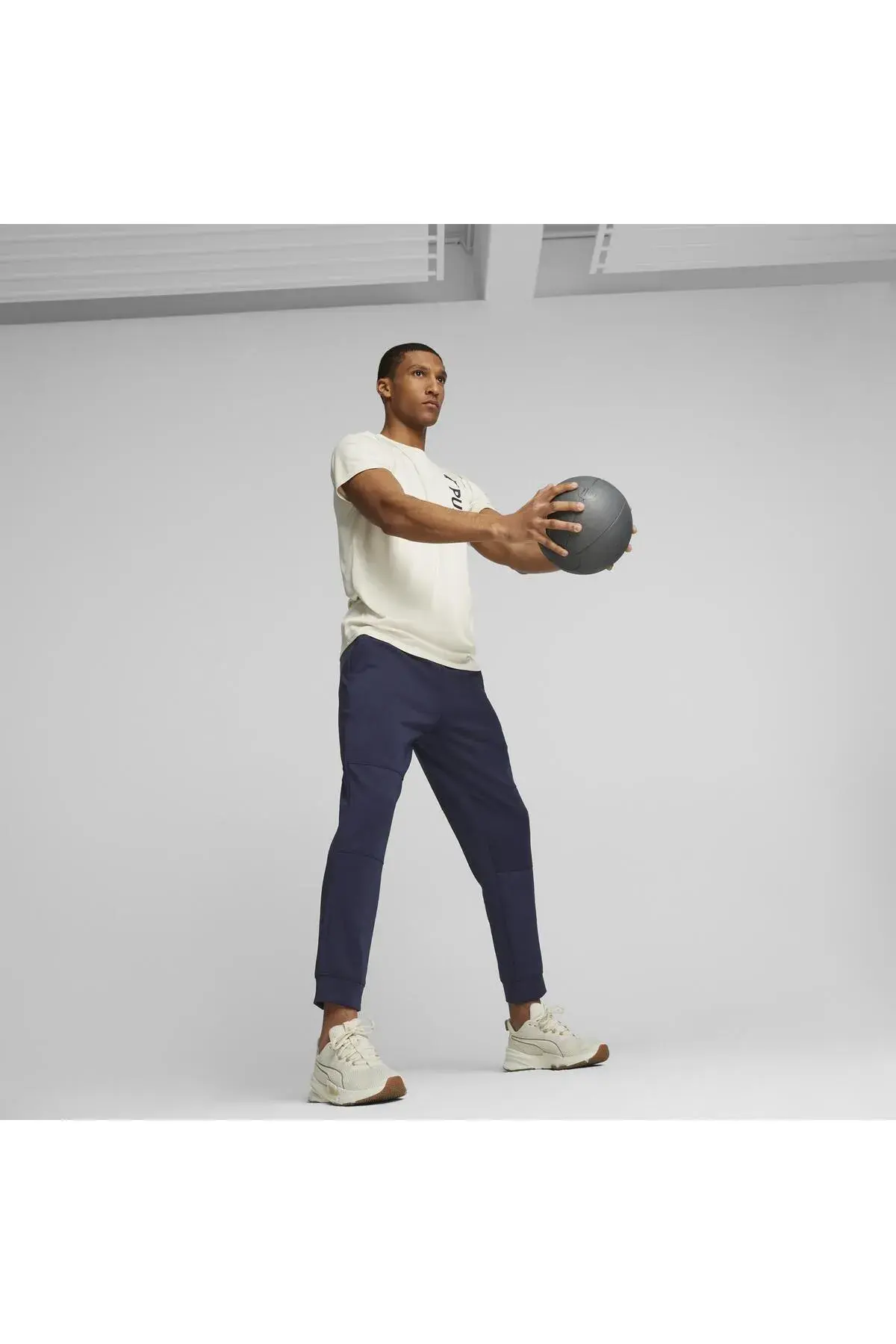 Puma Fit Poly Logo Tee Kırık Beyaz Erkek T-Shirt