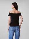 Calvin Klein MONOGRAM OFF SHOULDE Siyah Kadın Tişört
