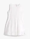 Tommy Hilfiger EMBROIDERED COTTON D, YBR Beyaz Kız Çocuk Elbise-Etek