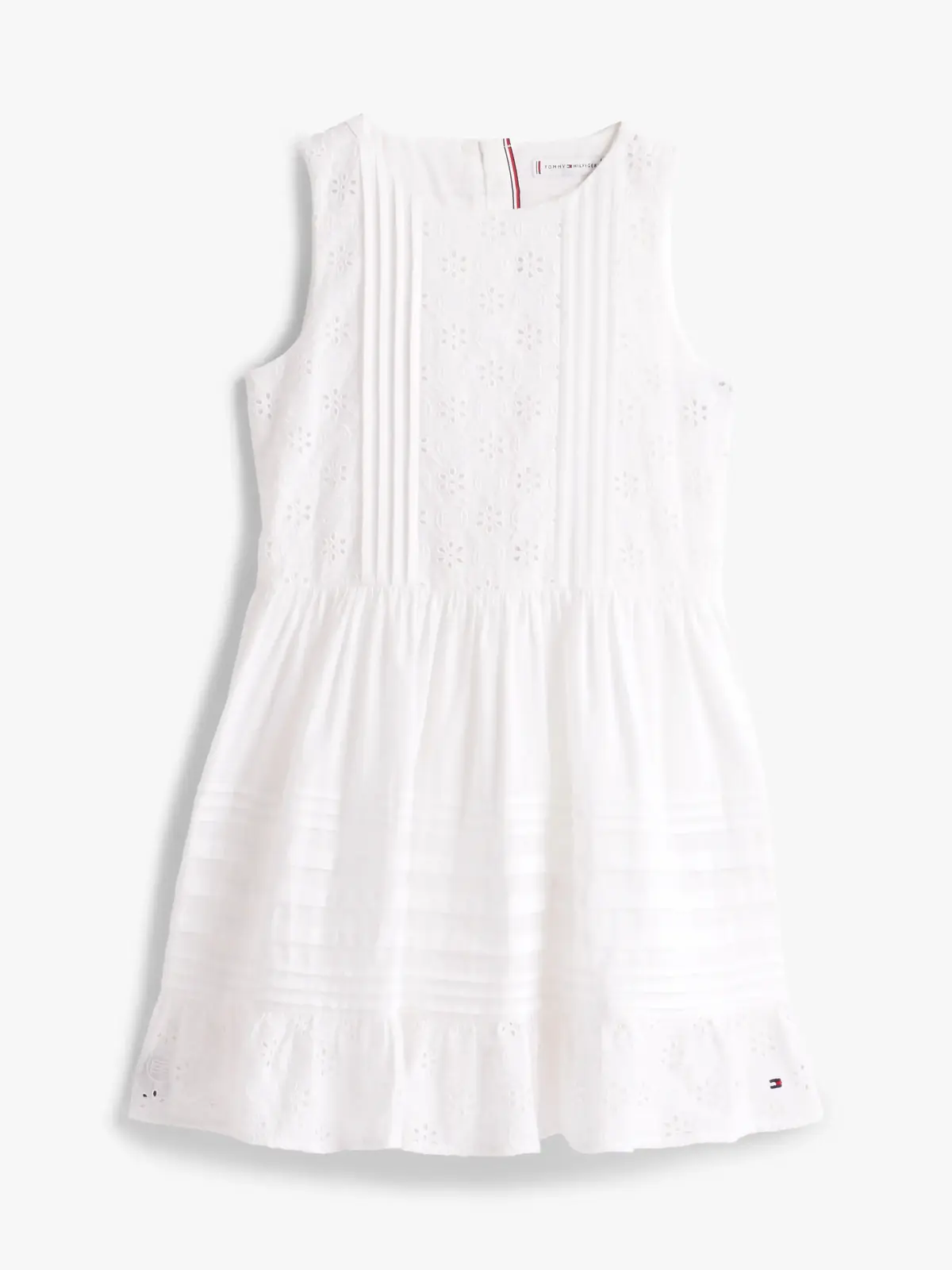 Tommy Hilfiger EMBROIDERED COTTON D, YBR Beyaz Kız Çocuk Elbise-Etek