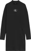 Calvin Klein MONOGRAM BADGE LS MO Kadın Siyah Elbise