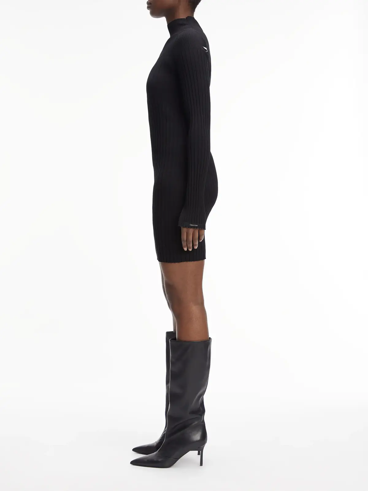 Calvin Klein ICONIC RIB MINI KNIT Kadın Siyah Elbise