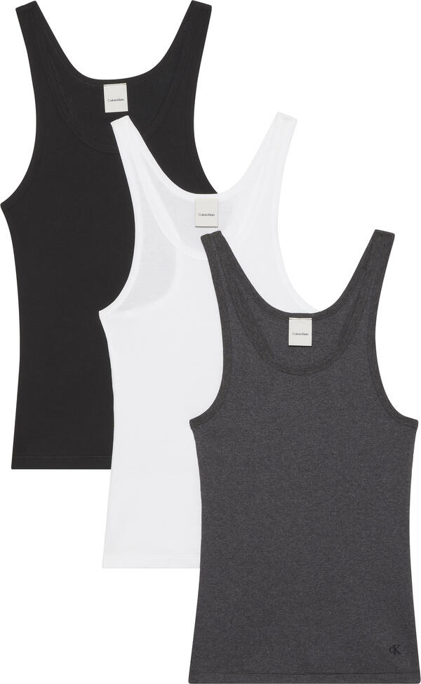 Calvin Klein SCOOP NECK COTTON TANK 3PK Gri Kadın T-Shirt