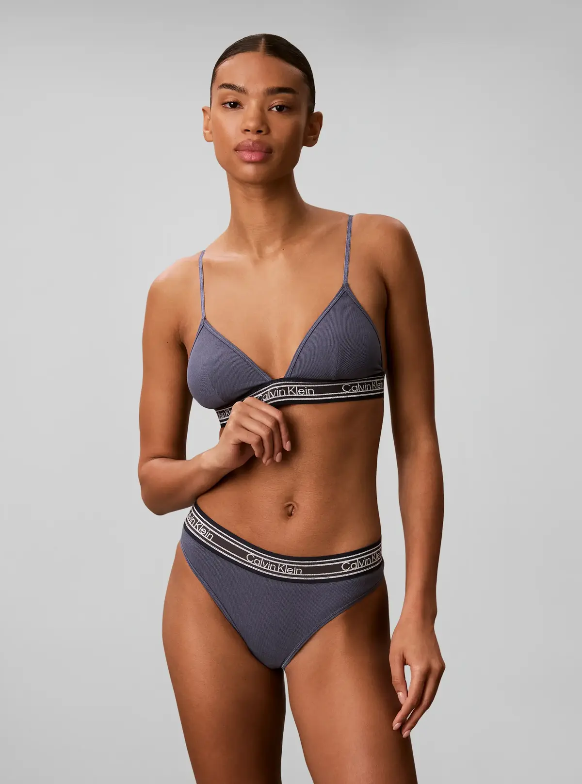 Calvin Klein LIGHTLY LINED TRIANG Gri Bikini Üst