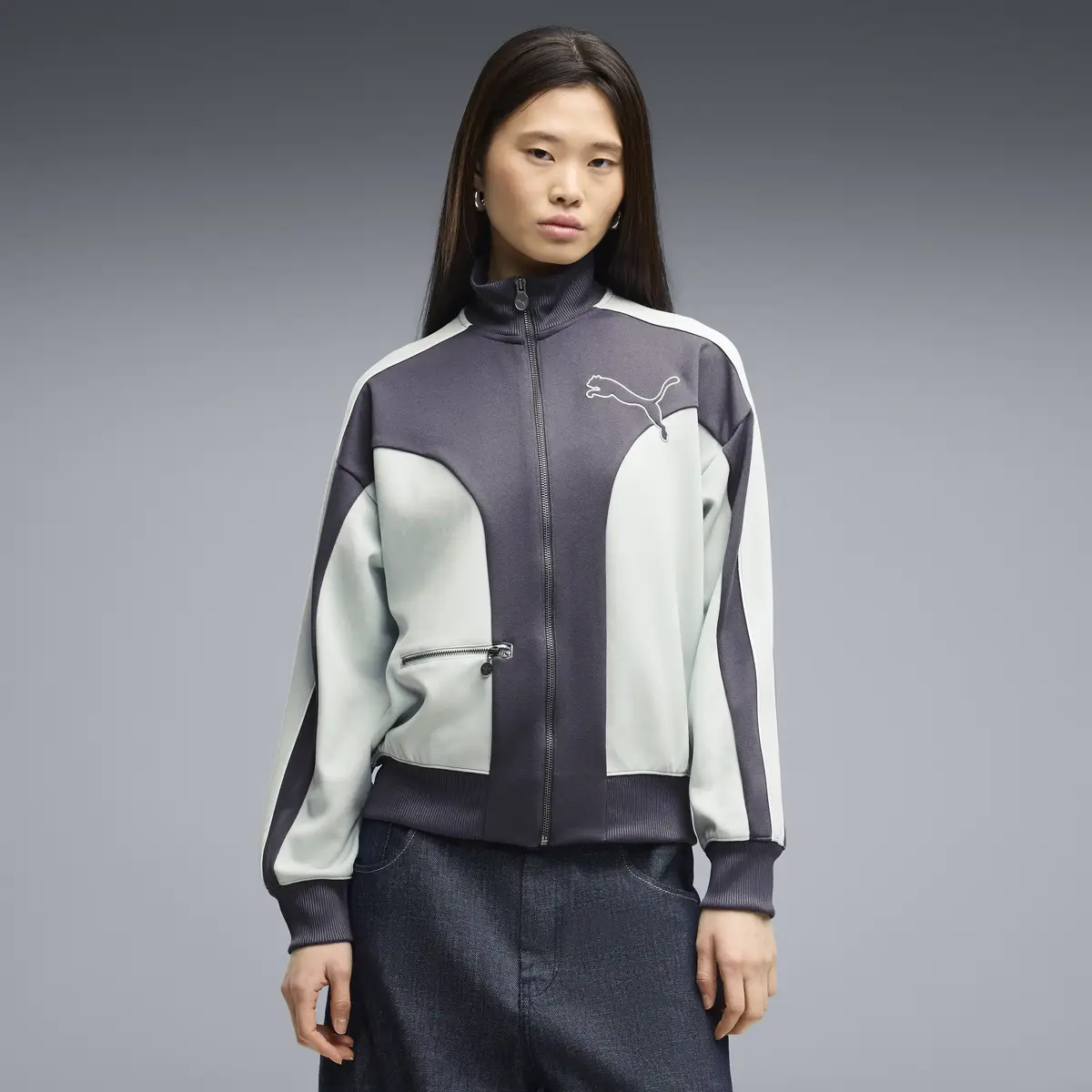 Puma T7 Relaxed Track Jacket Lacivert Kadın Ceket