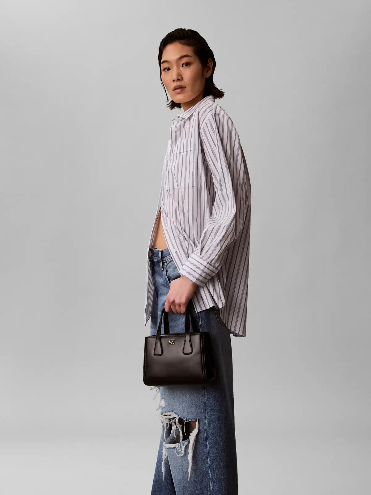 Calvin Klein CK MINI TOTE CROSSBO Siyah Mini Tote Çanta