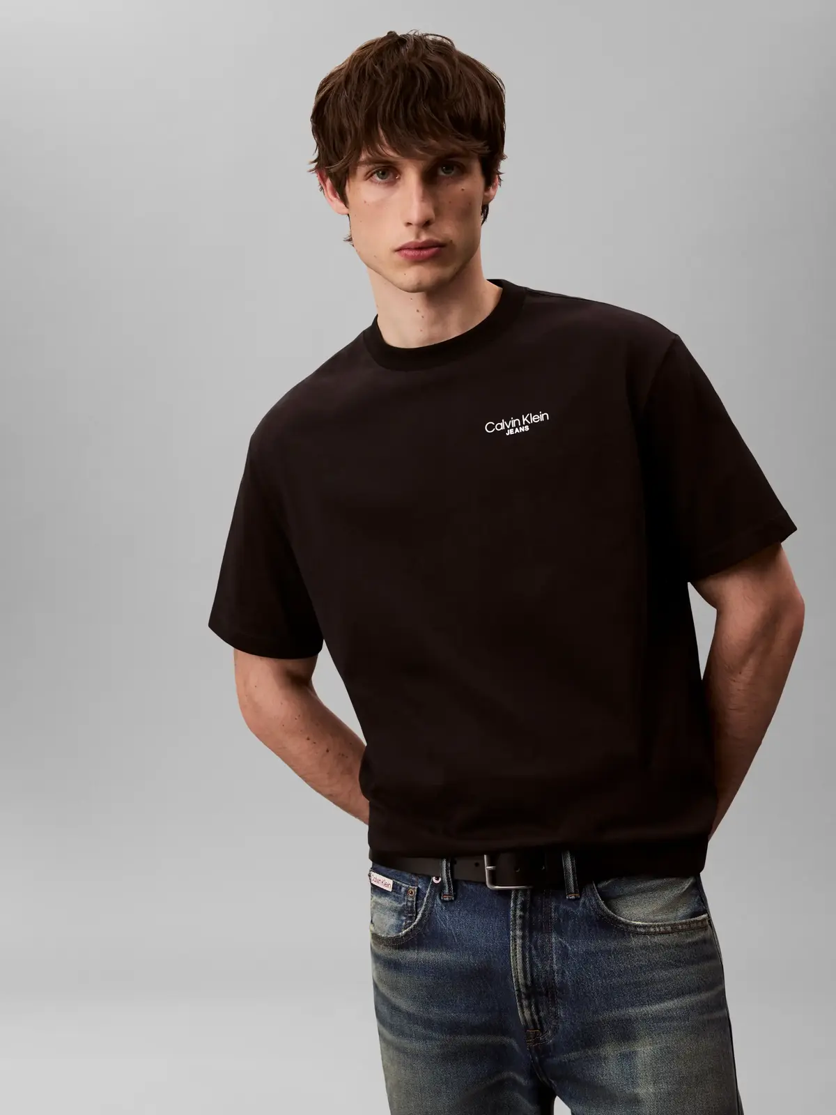 Calvin Klein LOGO BACK PRINT T-SH, UB1, S Siyah Erkek T-Shirt