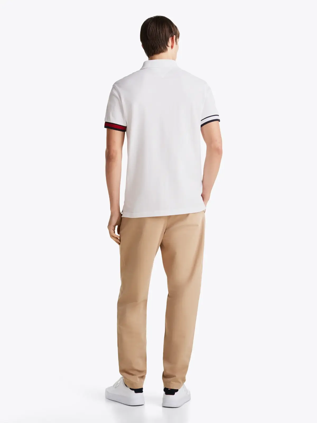 Tommy Hilfiger FLAG CUFF SLIM POLO, YBR Beyaz Erkek T-Shirt & Polo