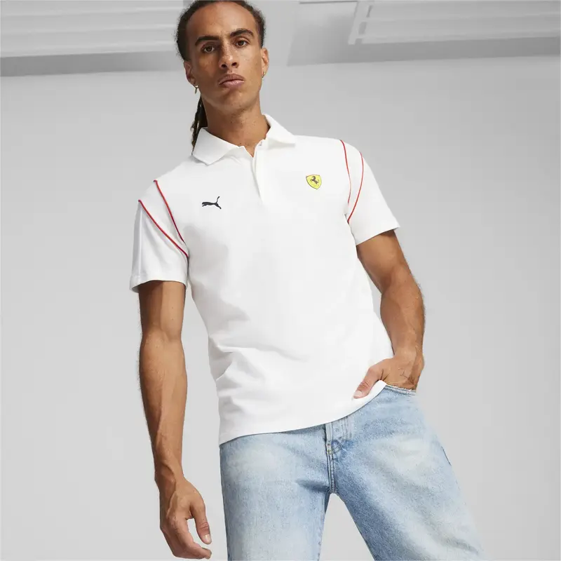 Puma Ferrari Race MT7 Polo Beyaz Erkek T-Shirt