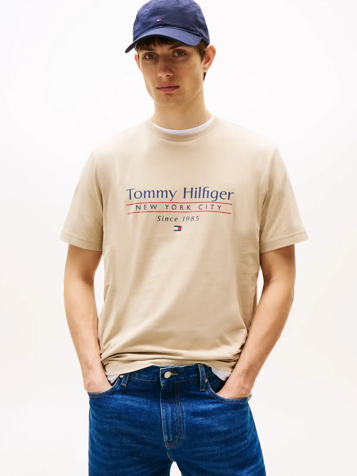 Tommy Hilfiger HILFIGER CENTER STAC, RBT Bej Erkek T-Shirt & Polo