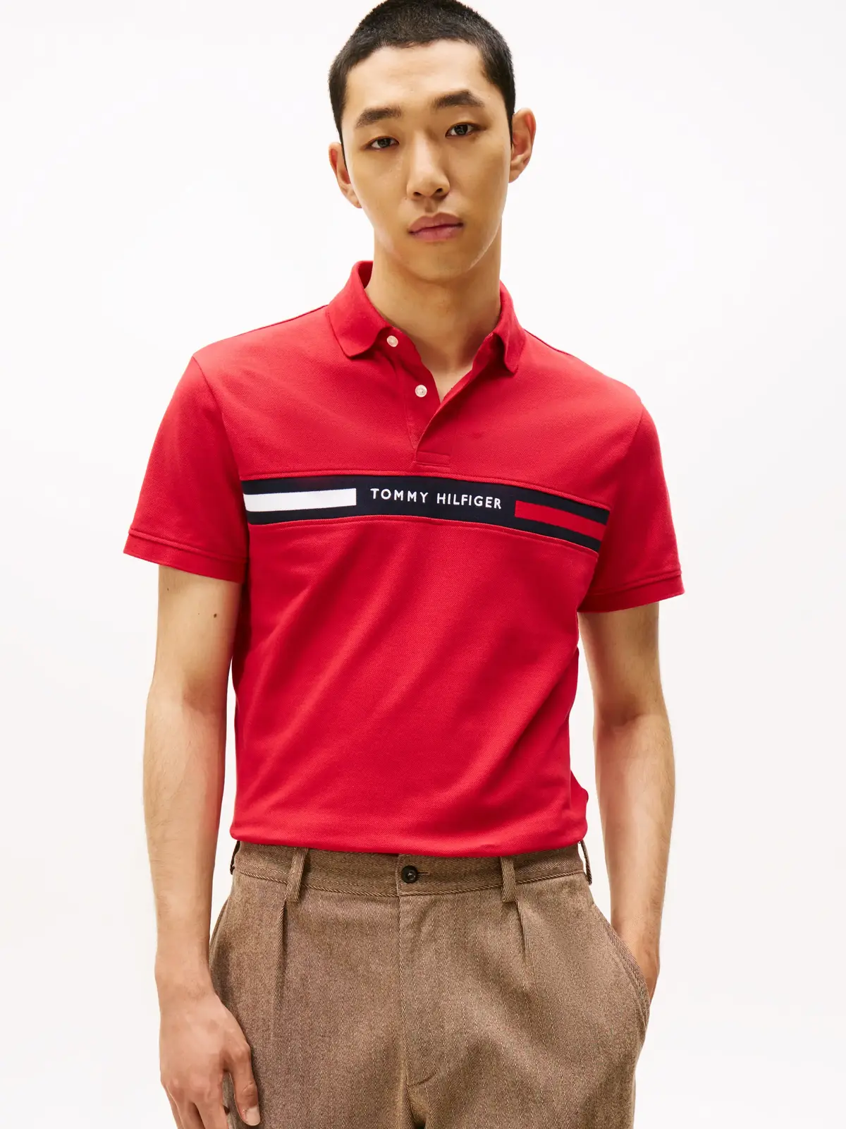 Tommy Hilfiger HILFIGER CHEST INSER, XLD Kırmızı Erkek T-Shirt & Polo
