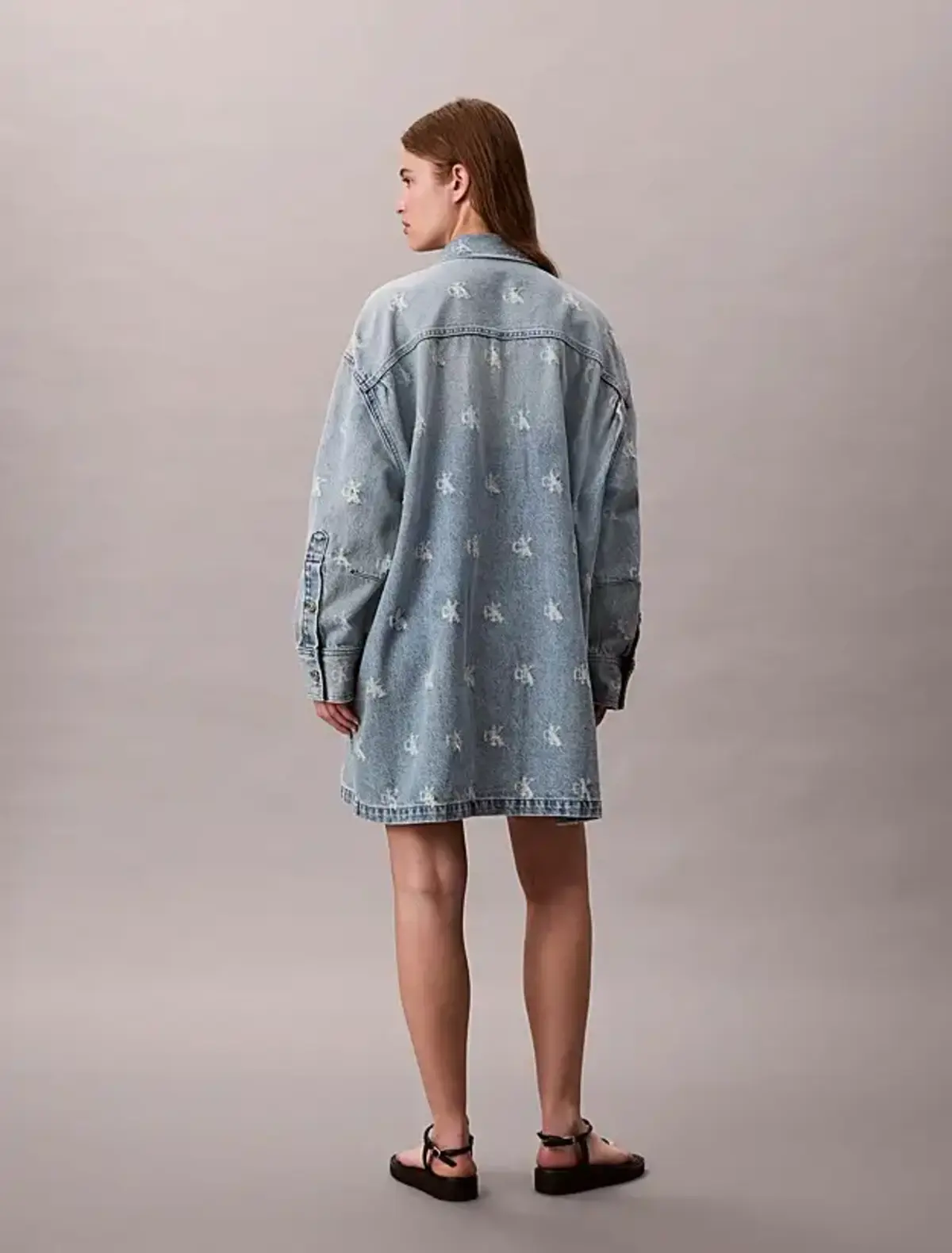 Calvin Klein DENIM SHIRTDRESS CK DISTRESSED I Mavi Kadın Elbise