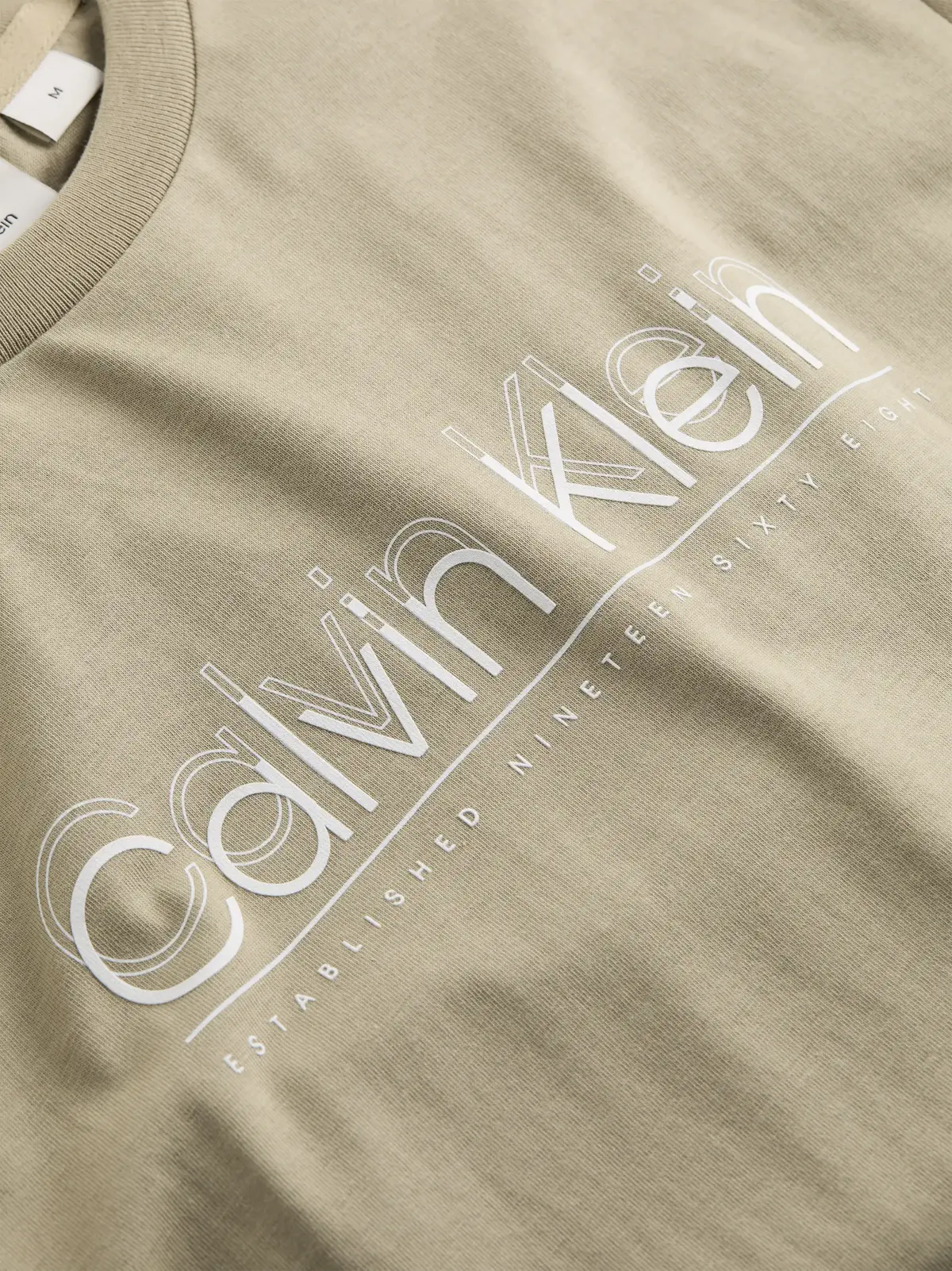 Calvin Klein CP-DOUBLE LOGO T-SHI, HI0 Bej Erkek T-Shirt & Polo