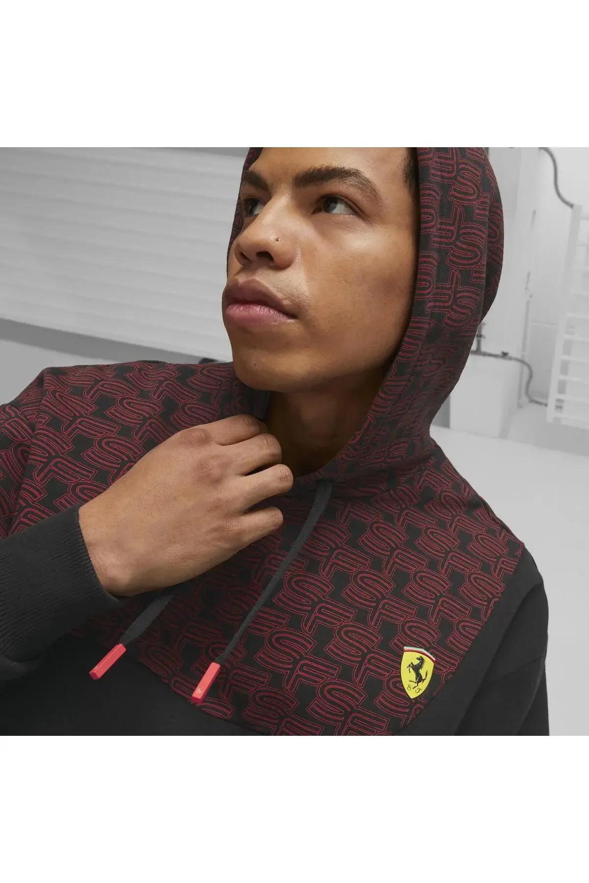 Puma Ferrari Race AOP Logo Hoodie Kırmızı Erkek Hoodie