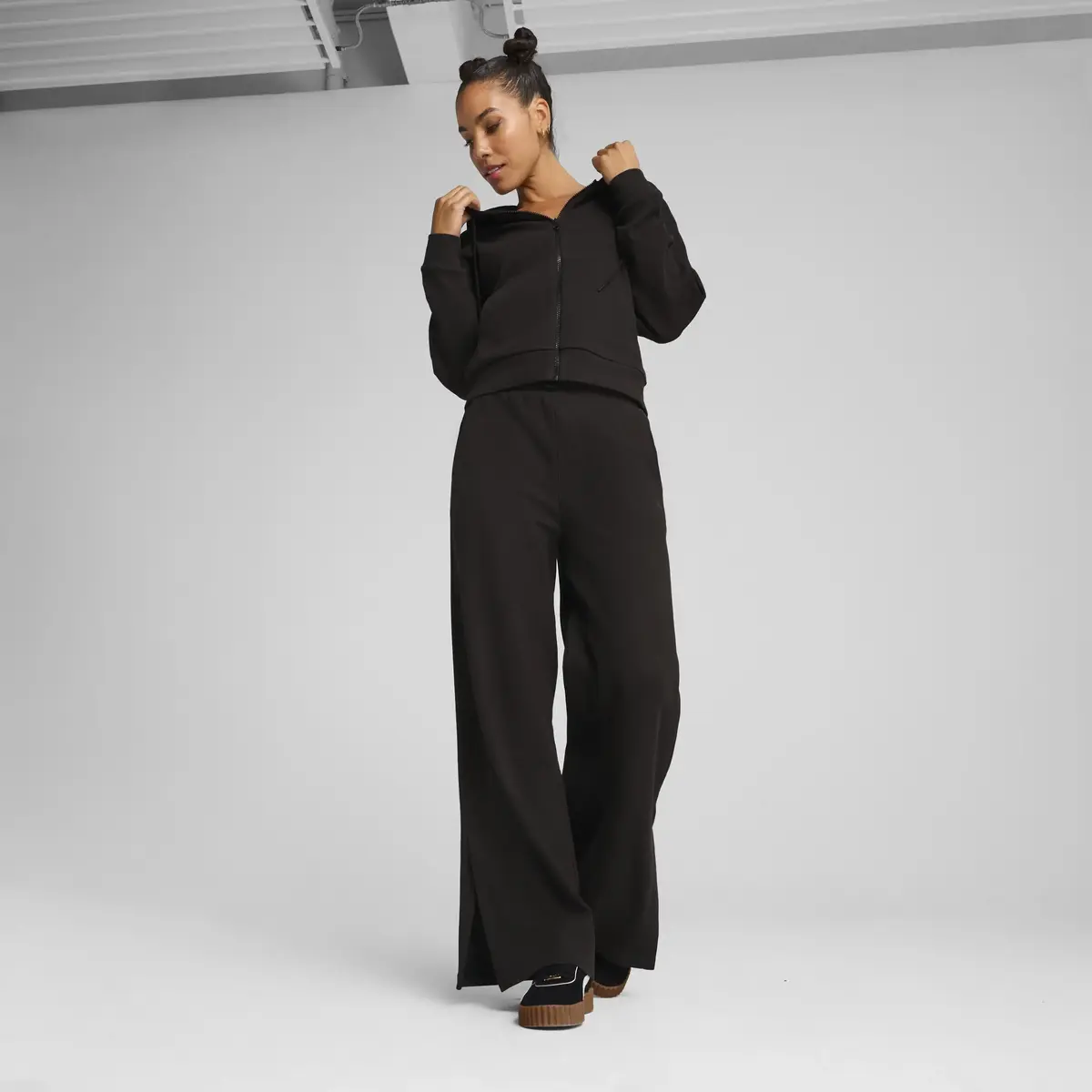 PUMA HER High-Waist Straight Pant Siyah Kadın Eşofman Altı