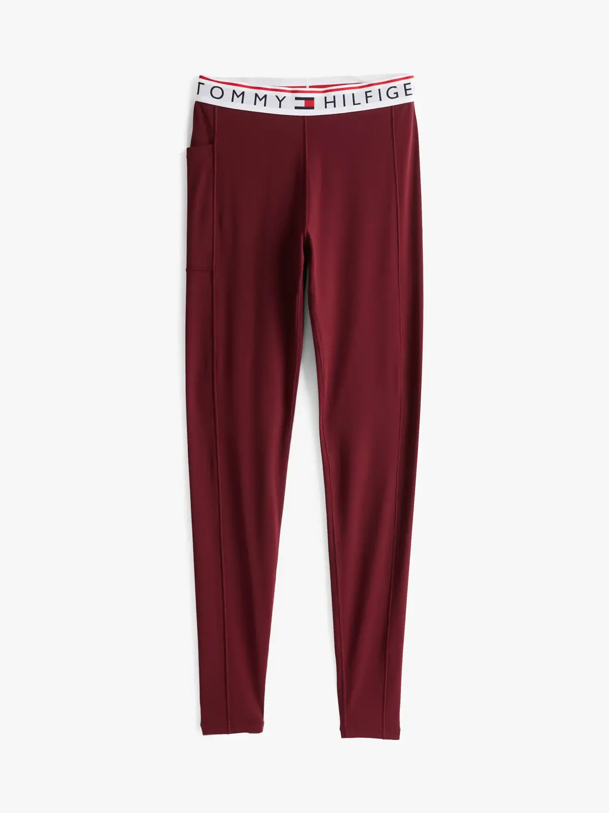 Tommy Hilfiger ESSENTIALS RW TAPE L Kadın Bordo Tayt