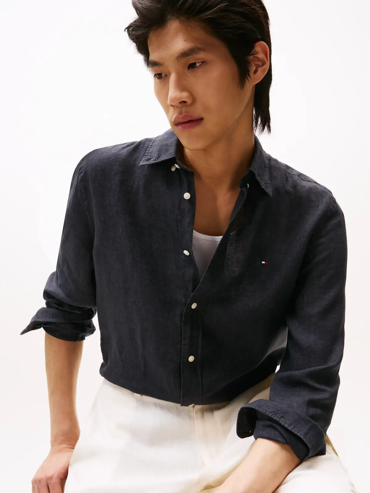 Tommy Hilfiger PIGMENT DYED LI SOLI, BDS Siyah Erkek Gömlek