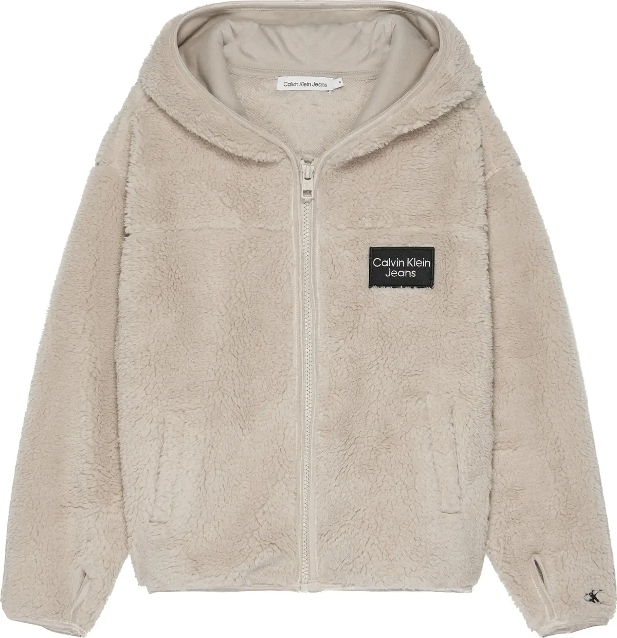Calvin Klein TEDDY STACK LOGO ZIP Kadın Krem Kazak