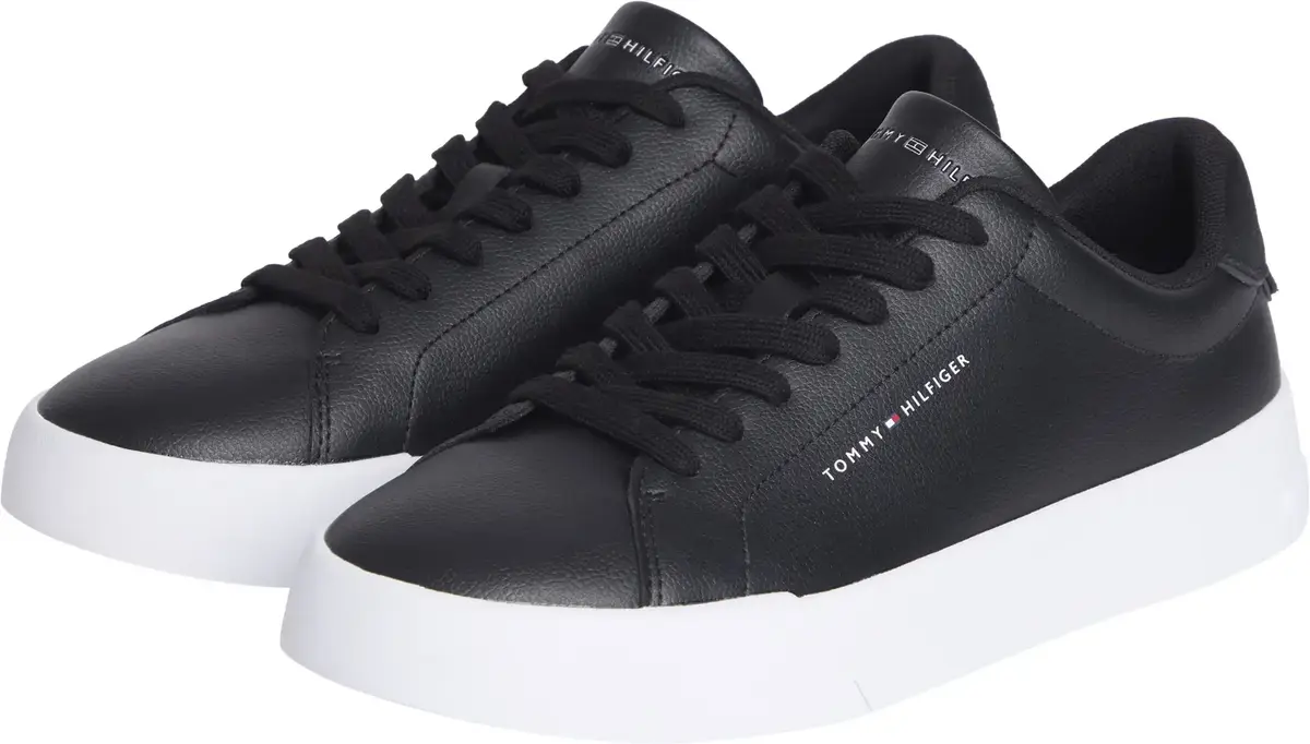 Tommy Hilfiger TH COURT LTH DETAIL, BDS Siyah Erkek Spor Ayakkabı & Sneaker