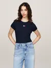 Tommy Hilfiger TJW SLIM BADGE RIB T, C1G Lacivert Kadın T-Shirt & Polo