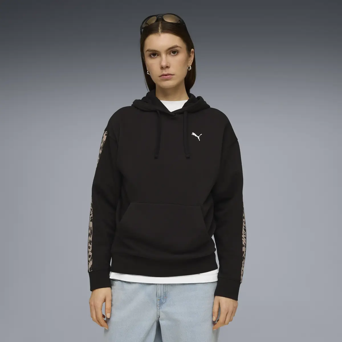Puma ESS GRAPHIC Animal Hoodie Siyah Kadın Sweatshirt