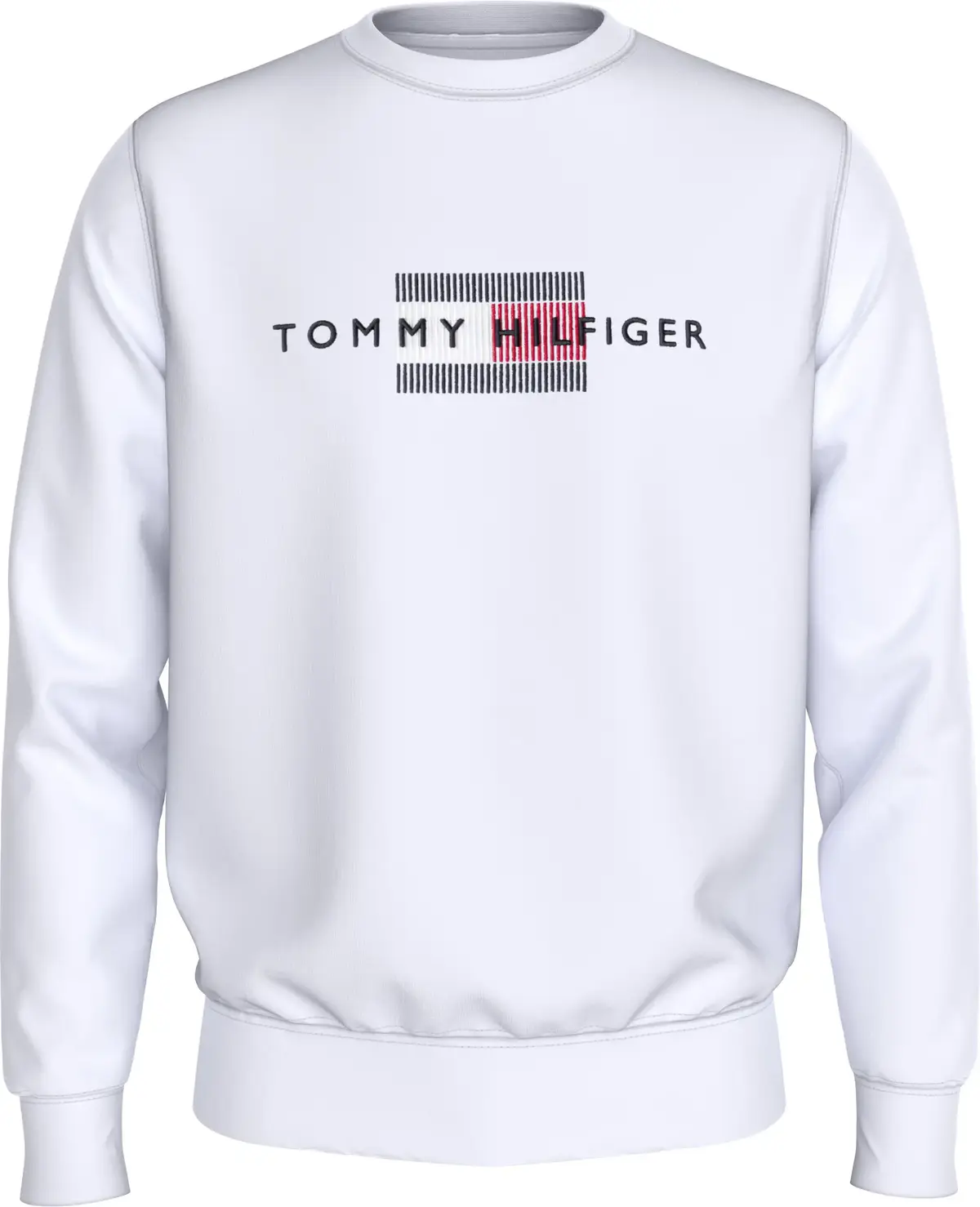 Tommy Hilfiger HILFIGER FLAG EMBRO Erkek Beyaz Sweatshirt