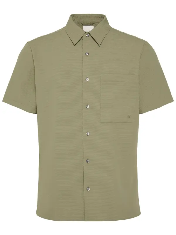 Calvin Klein SS SOLID SEERSUCKER, LDI Yeşil Erkek Gömlek