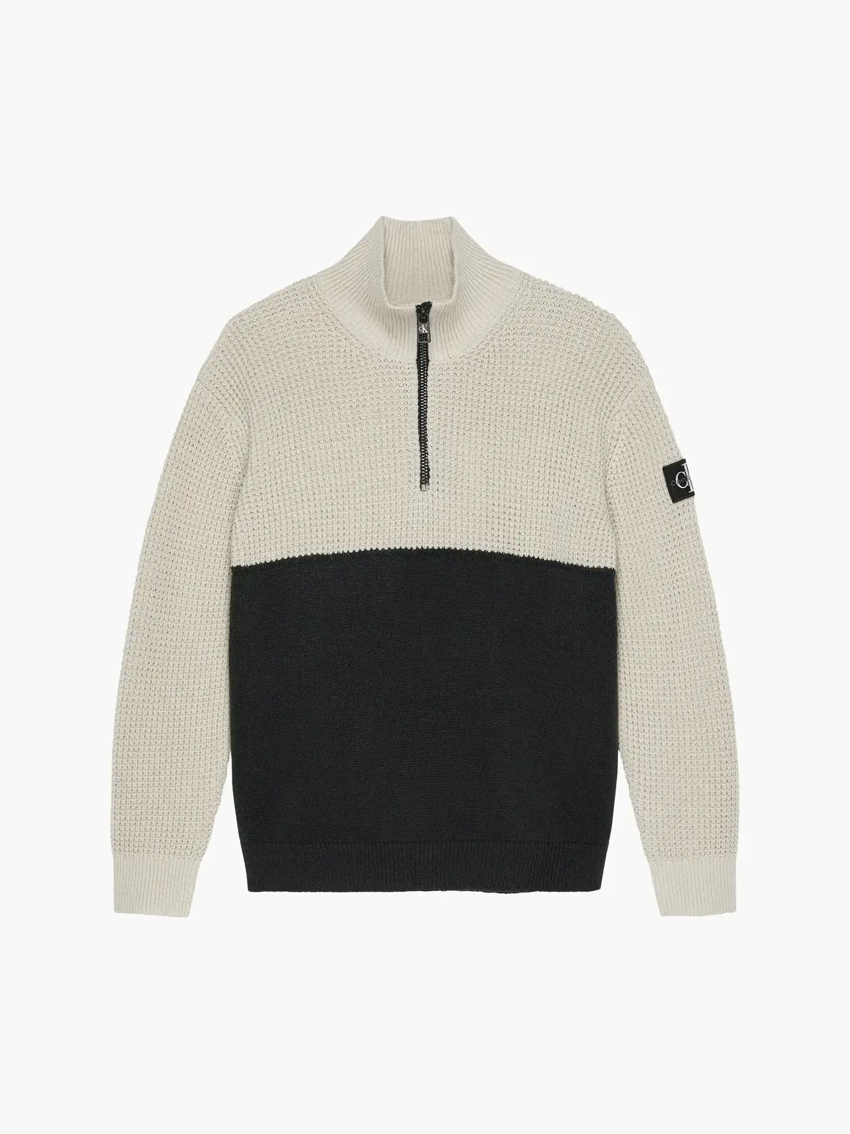 Calvin Klein CLR BLOCK ZIP UP SWE Erkek Krem Kazak