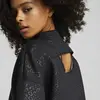 Puma Fashion Luxe Embossed Crew Siyah Kadın Crop Koşu / Performans Üst