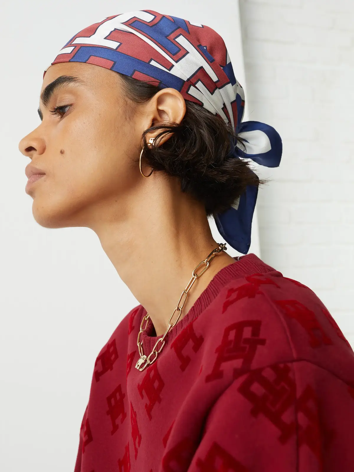 Tommy Hilfiger ICONIC MONOGRAM SILK Kadın Renkli Eşarp