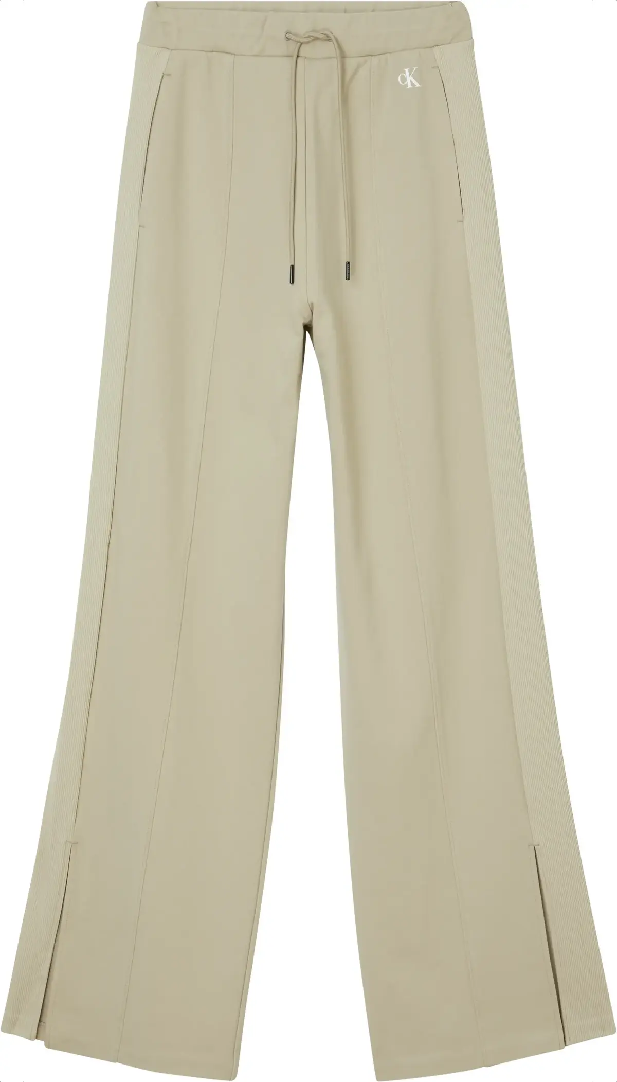 Calvin Klein SIDE RIB STRAIGHT MI Kadın Krem Geniş Paça Pantolon