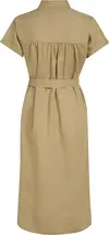 Tommy Hilfiger ESS LINEN S/S MIDI S, AEH Bej Kadın Elbise-Etek