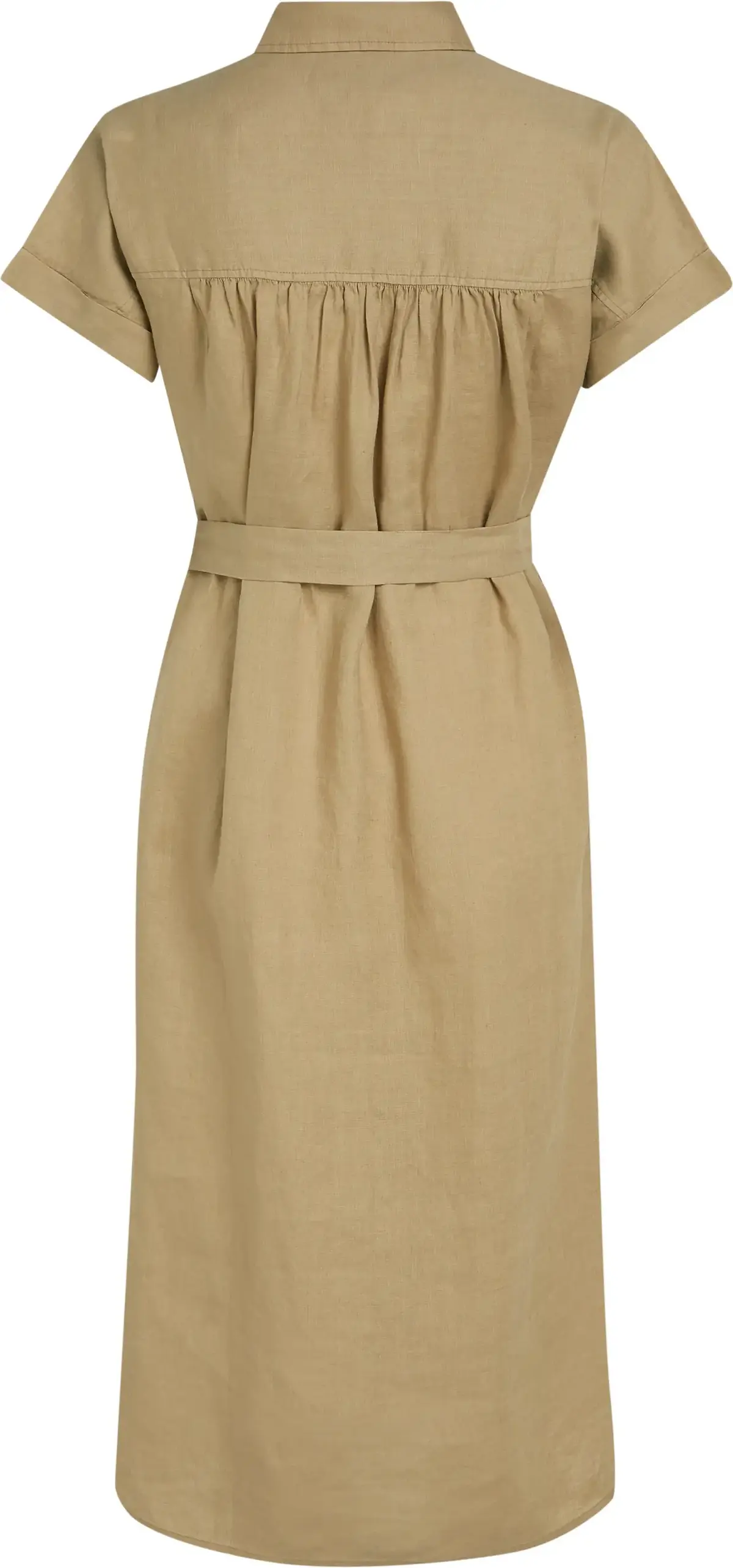 Tommy Hilfiger ESS LINEN S/S MIDI S, AEH Bej Kadın Elbise-Etek