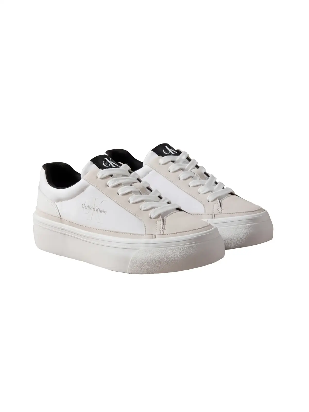 Calvin Klein VULC FLATF LACEUP NY, 01W Bej Kadın Spor Ayakkabı
