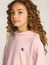 Calvin Klein HANDWRITING LOGO HOO Pembe Çocuk Kapüşonlu Sweatshirt