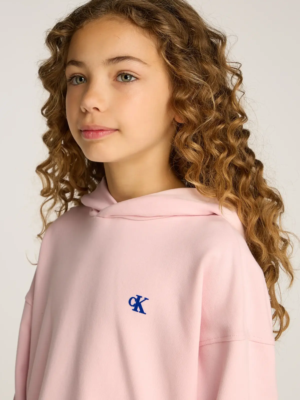 Calvin Klein HANDWRITING LOGO HOO Pembe Çocuk Kapüşonlu Sweatshirt